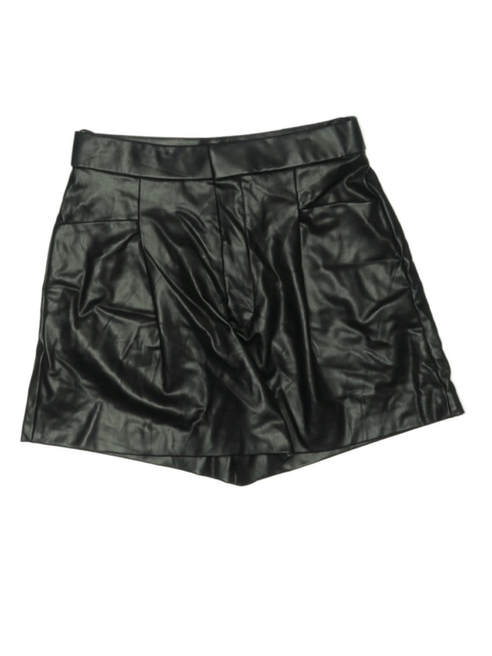 Zara Black Faux Leather High Rise Tailored Shorts Vegan Leather Small